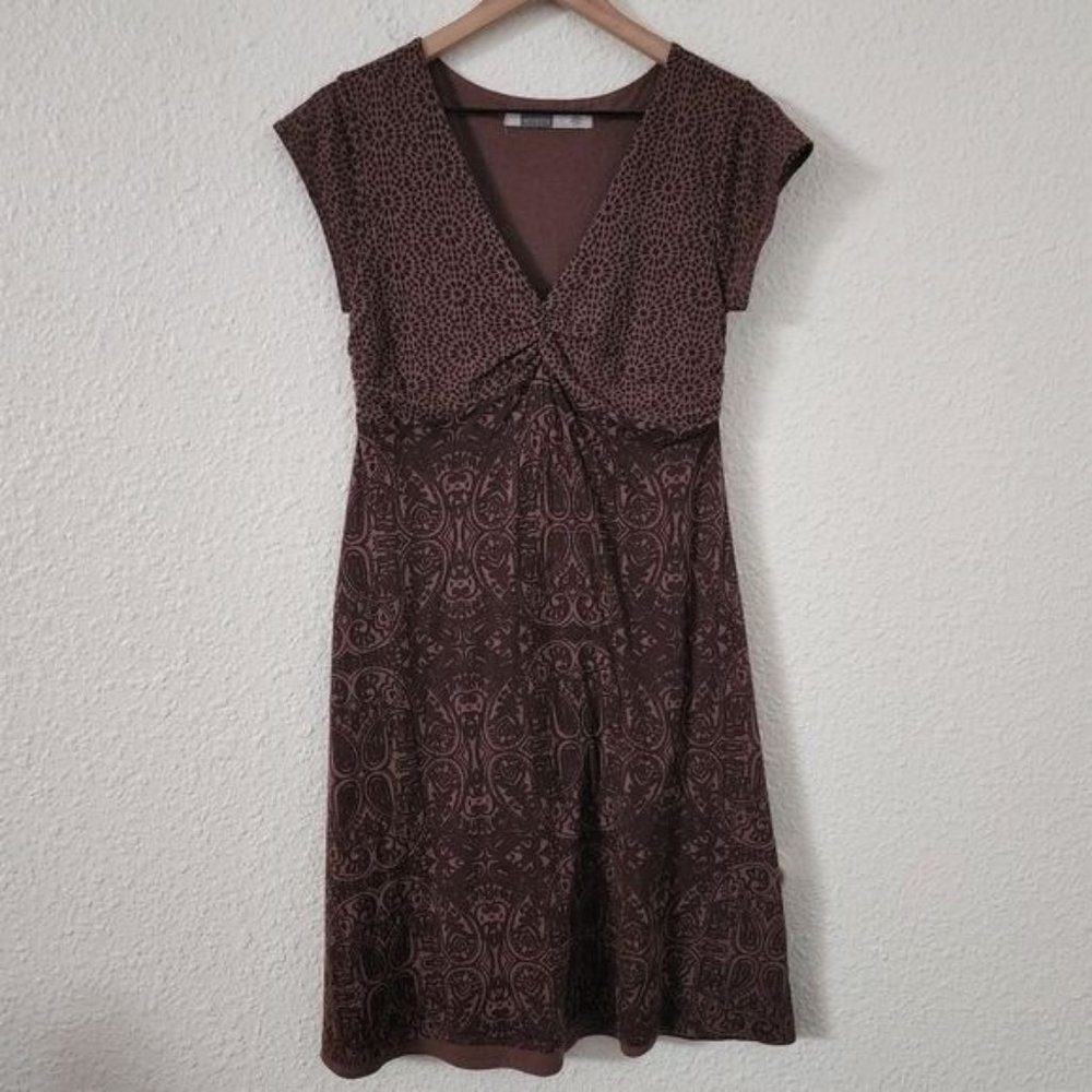 Athleta Mandala Burnout Cap Sleeve Brown Dress Size Small